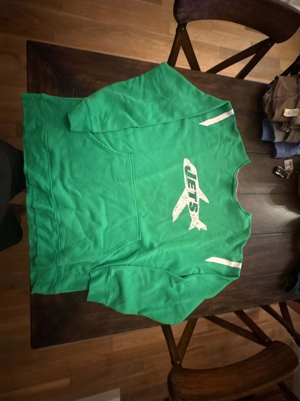 Fanatics Pro Line New York Jets Vintage Logo Kelly Green Pullover Hoodie